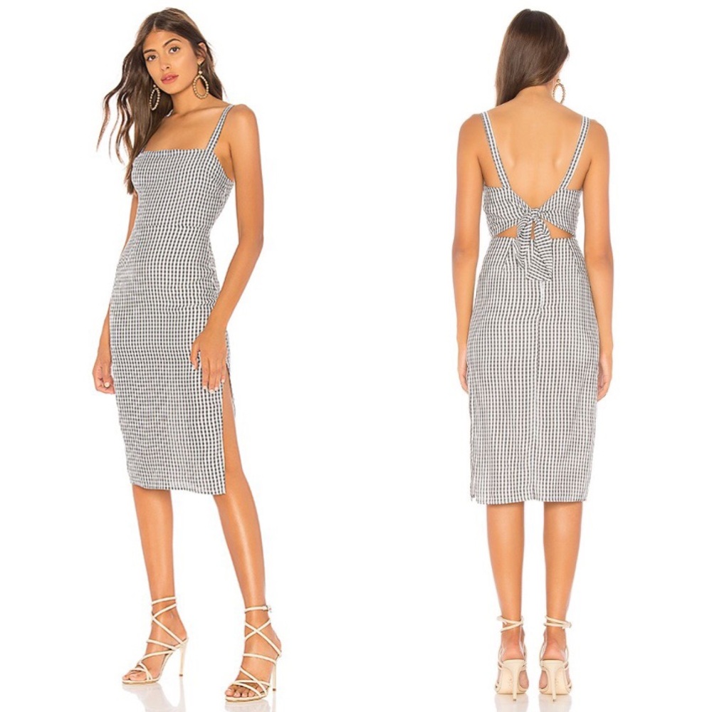 Privacy Please Josie Midi Dress in Grey Stripe